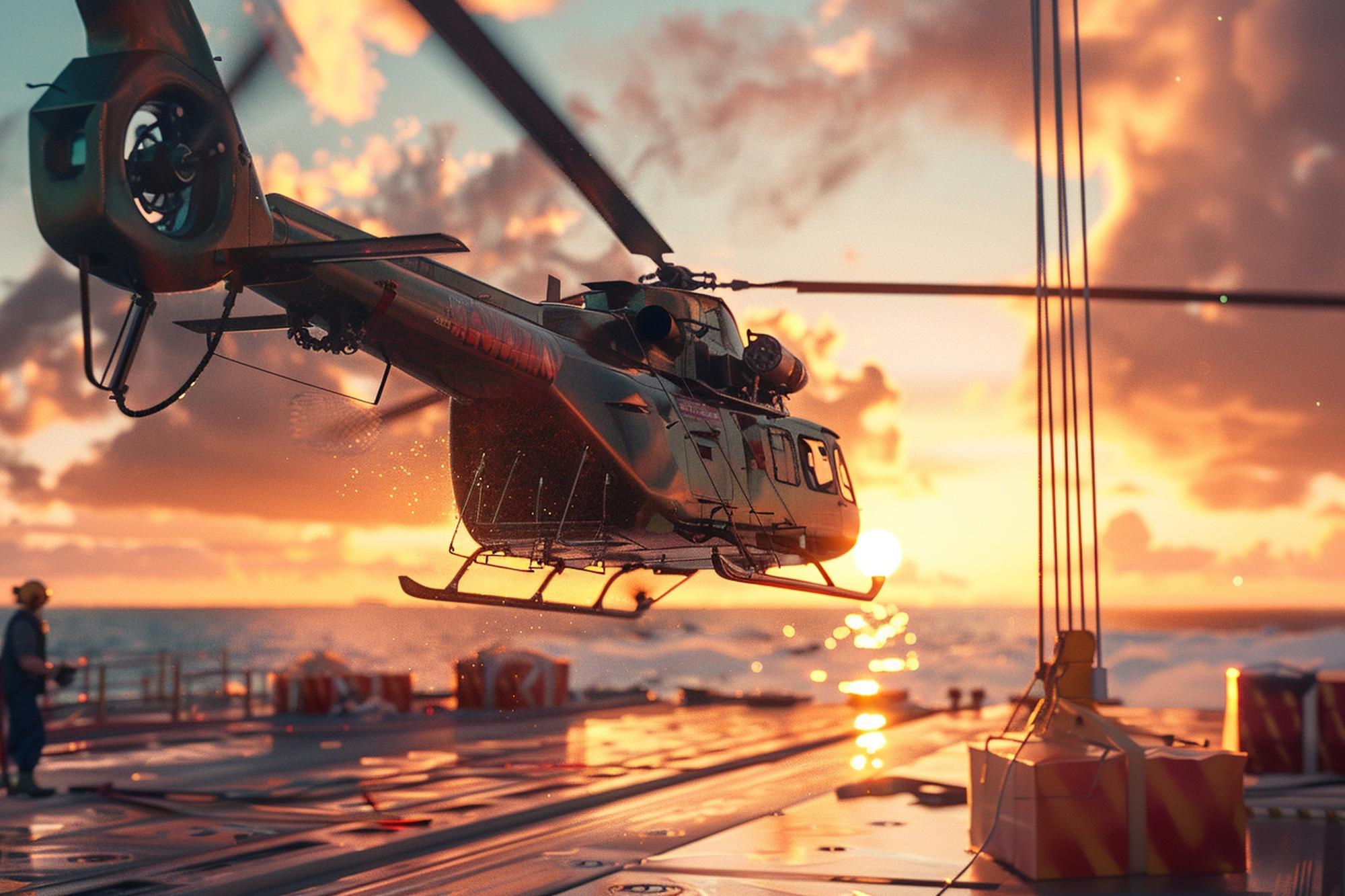 Helicopter transfer to offshore rig