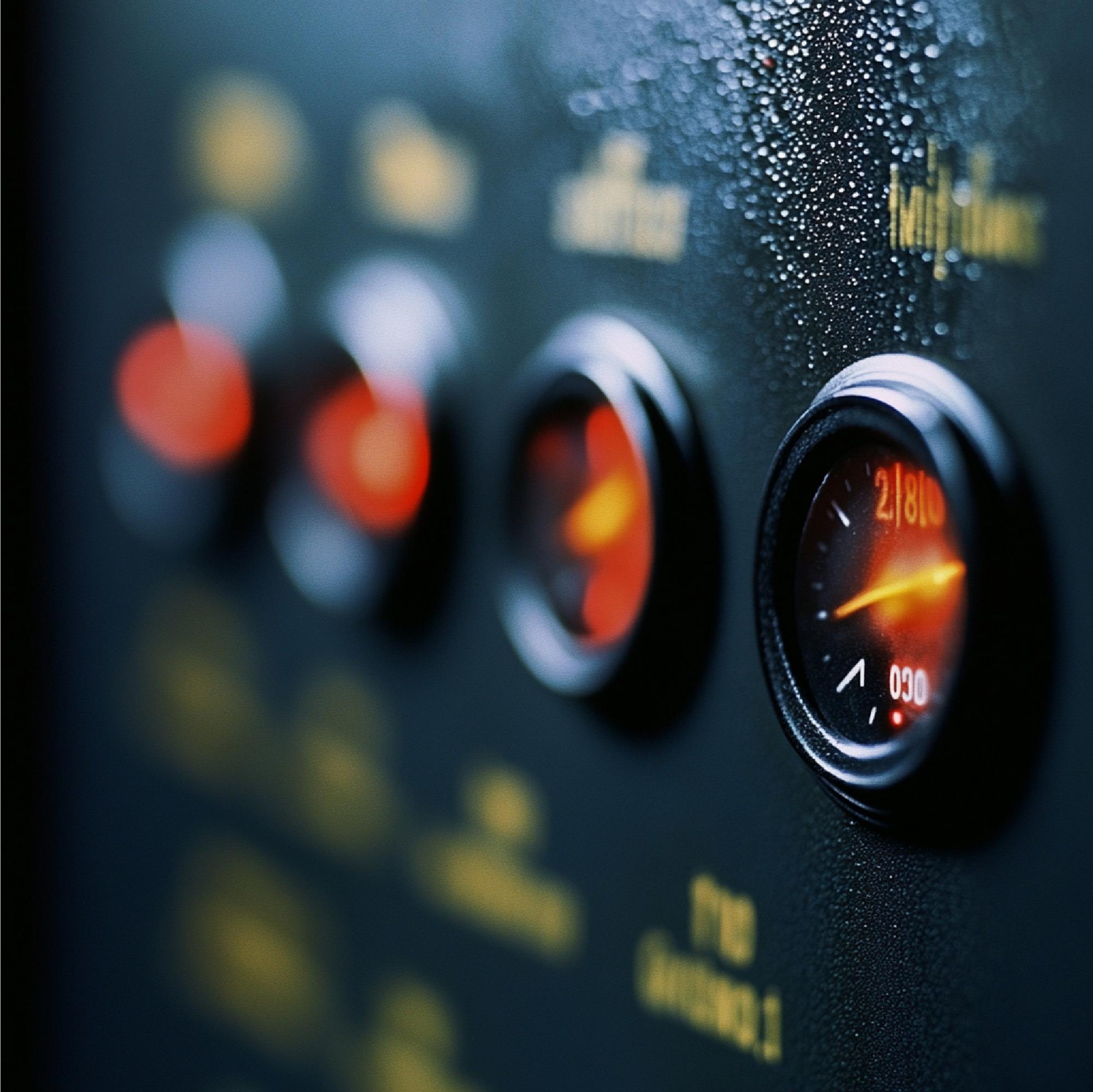 Close-up of control panels and gauges